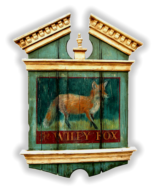 Vintage Sign in Colonial American style  Wiley Fox