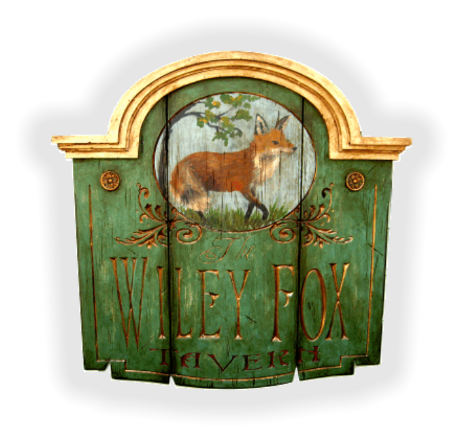 Colonial Tavern sign with painted fox
