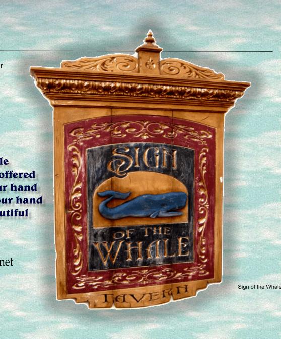 Vintage style sign with carved whale