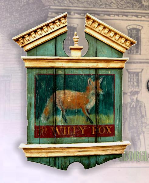 Vintage pub sign in Colonial American style  Wiley Fox