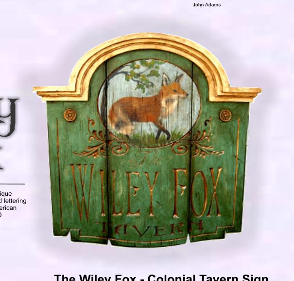 Colonial Tavern sign with painted fox